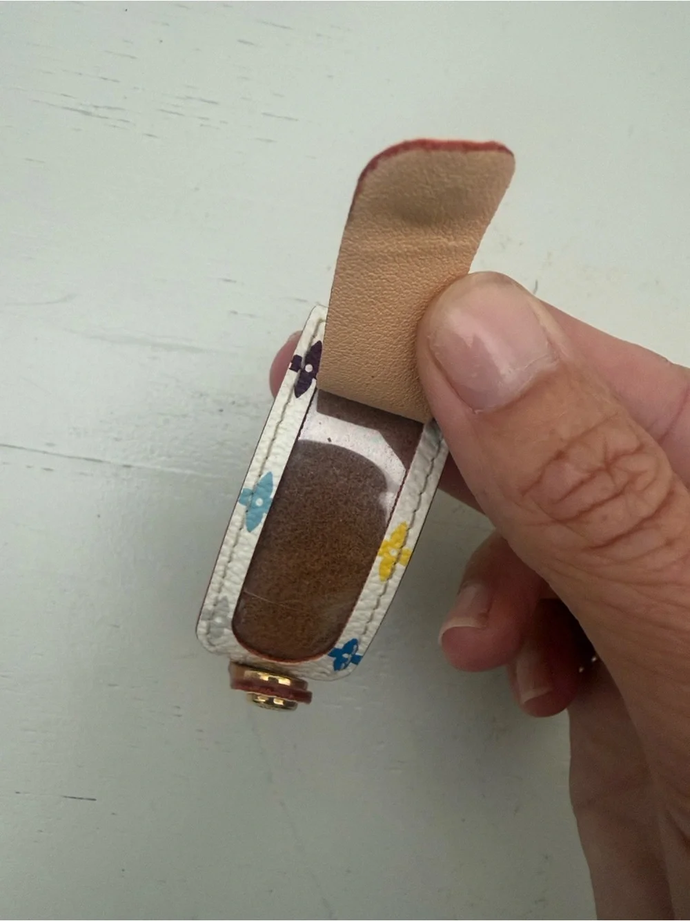 Authentic Louis Vuitton Multicolor Monogram Bracelet Porto Address Leather